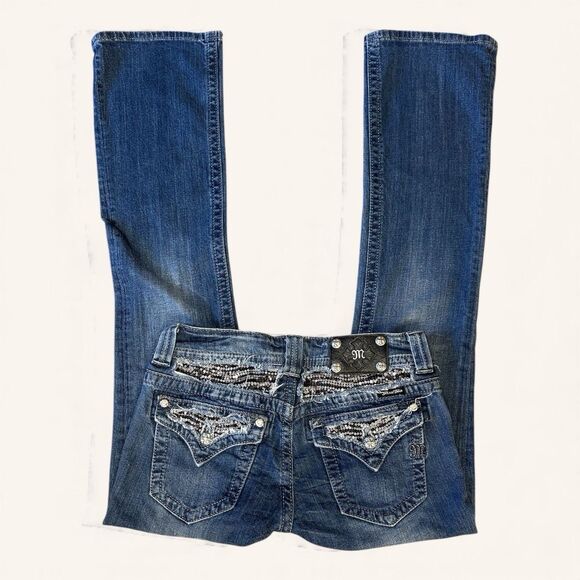 Miss Me Bootcut Jeans Women’s 28 JP6050B2 Low Rise Bling Sequin Pocket Denim - Picture 2 of 6